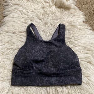 Lululemon Wunder Train‎ Longline Bra In Denim Wash Print Dusky Lavender Black 6